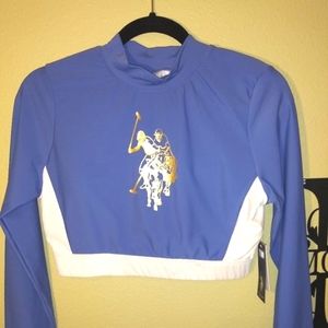NWT- U.S. POLO ASSN Blue/White Crop Top, size L